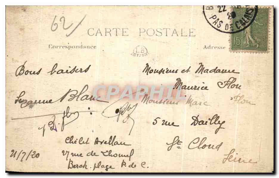 CPA Berck Plage Vue Generale Prise par Cerfs Volants Gomes et sur la Plage — Rückseite