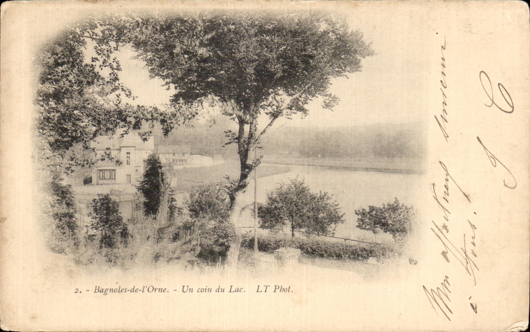 Tarjeta postal antigua Bagnoles de L'Orne Un Rincón del Lago