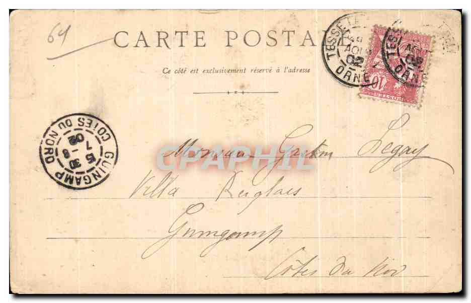 Tarjeta postal antigua Bagnoles de L'Orne Un Rincón del Lago — Reverso