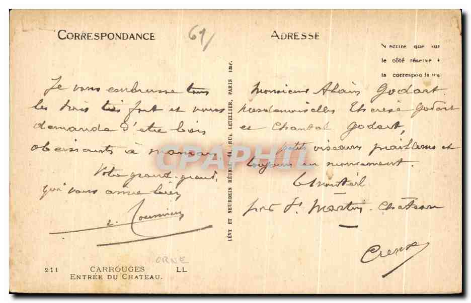 CPA Carrouges Entree Du Chateau — Rückseite
