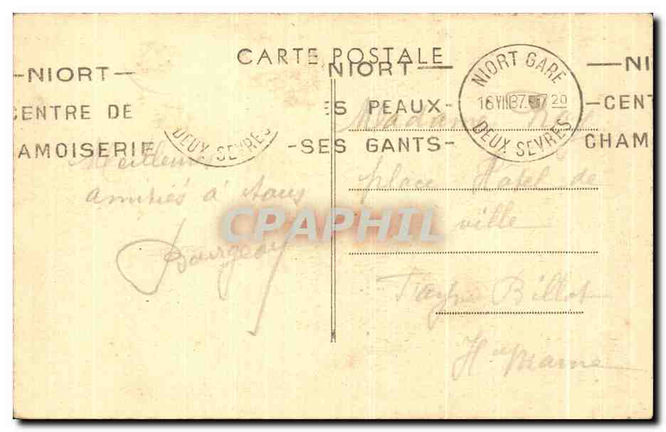 Niort (Deux-Sèvres) — Vue générale côté Nord-Ouest, les Vieux Ponts sur la Sèvre Niortaise — Édition Artistique F. Marceau Carrière, Niort — Reverso