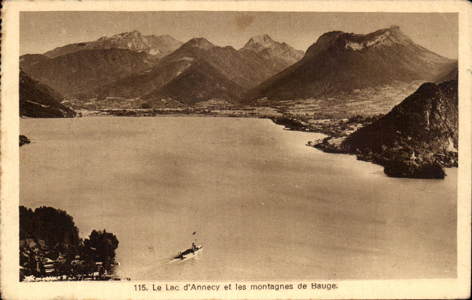 Le Lac d'Annecy et les montagnes de Bauge — 115 — éditeur Pacalich, 1 rue Servient, Lyon