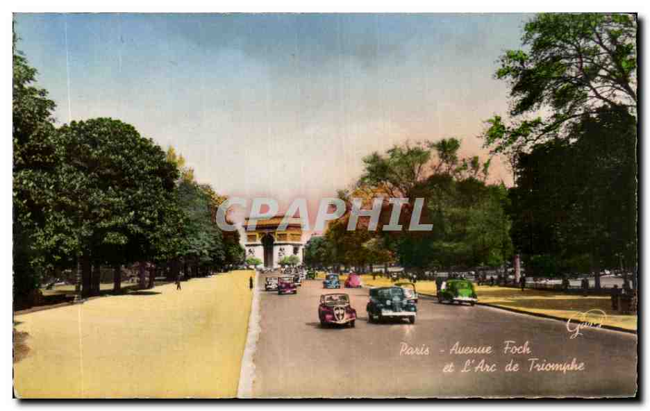 CPA Paris Avenue Foch et l'Arc de Triomphe