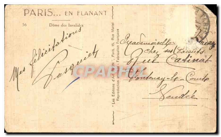 CPA Paris En Flanant Dome des Invalides Yvon  — Verso