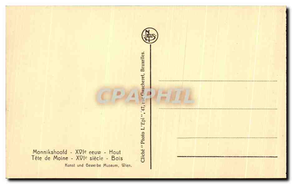 CPA Exposition Anvers 1930 Tete de Moine Bois Wien — Rückseite