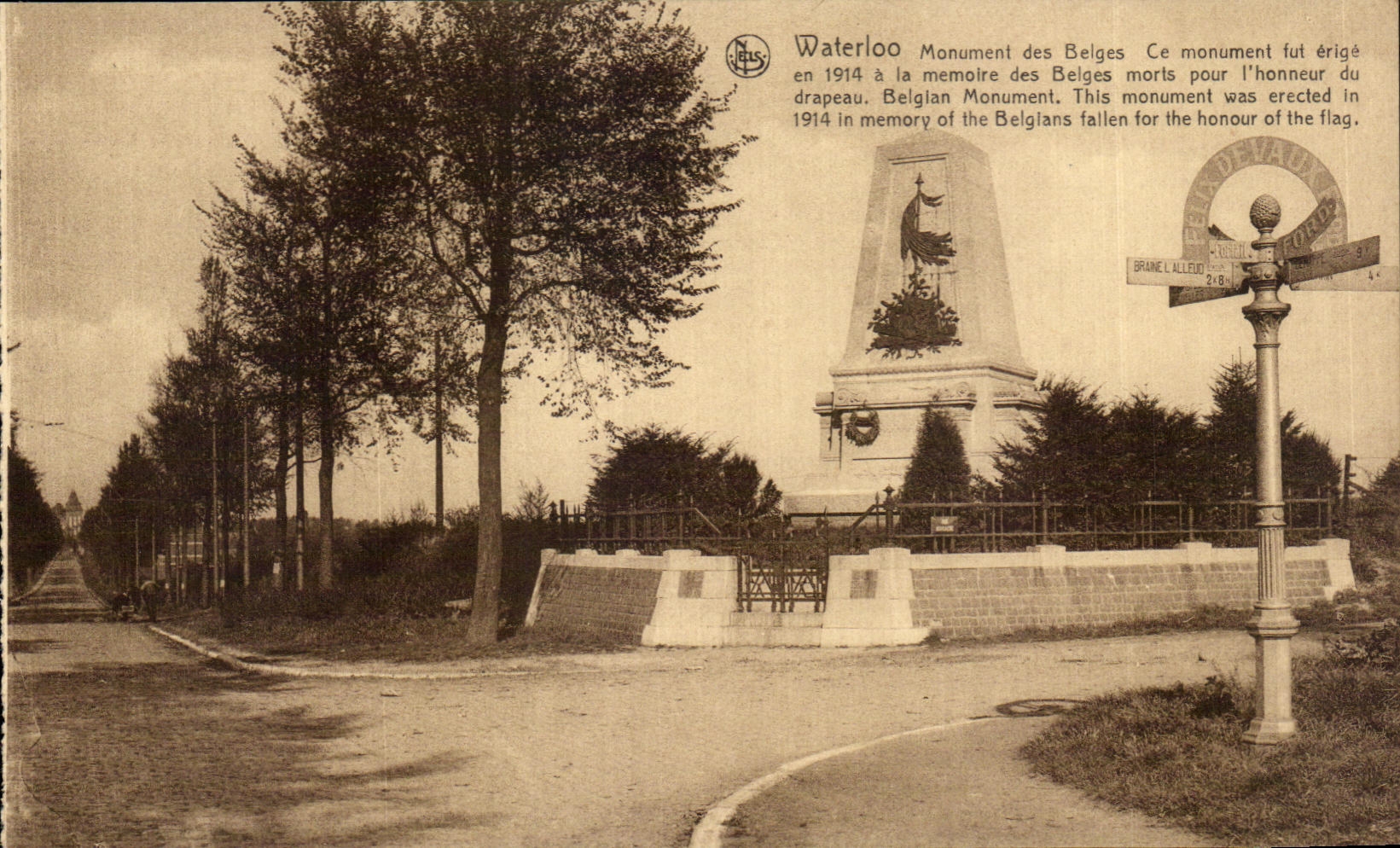 Waterloo - Monument des Belges — éditeur N. Thill, Bruxelles, n° de série 218