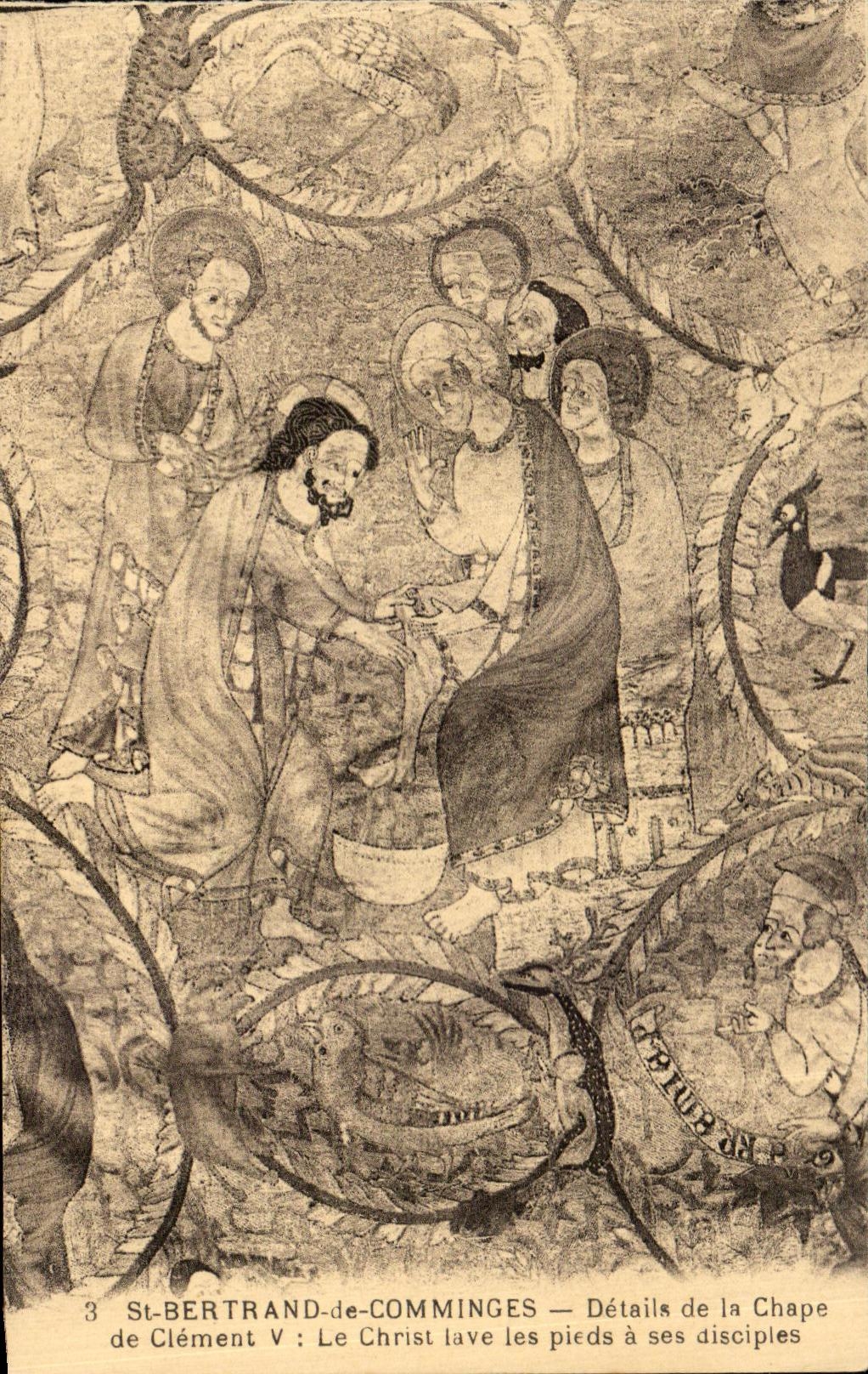 CPA St Bertrand de Comminges Details de la Chape de Clement Le Christ lave les ieds a ses disciples