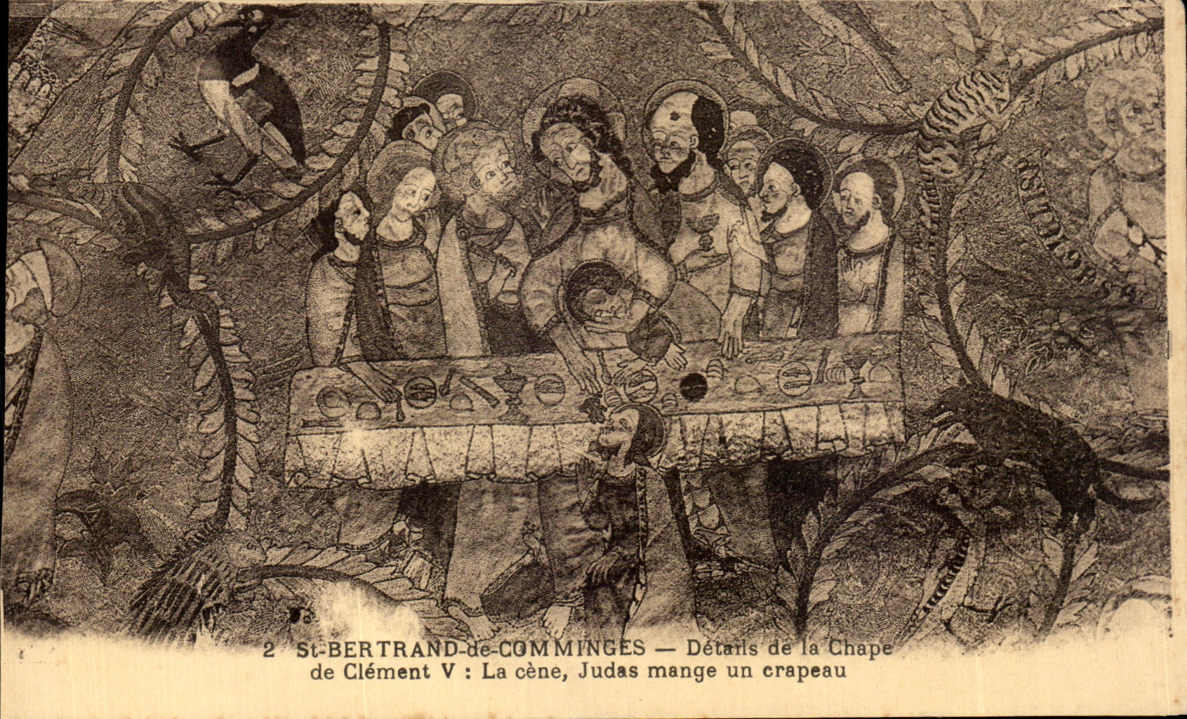 CPA St Bertrand de Comminges Details de la Chape de Clement Le Cene judas mange un crapeau
