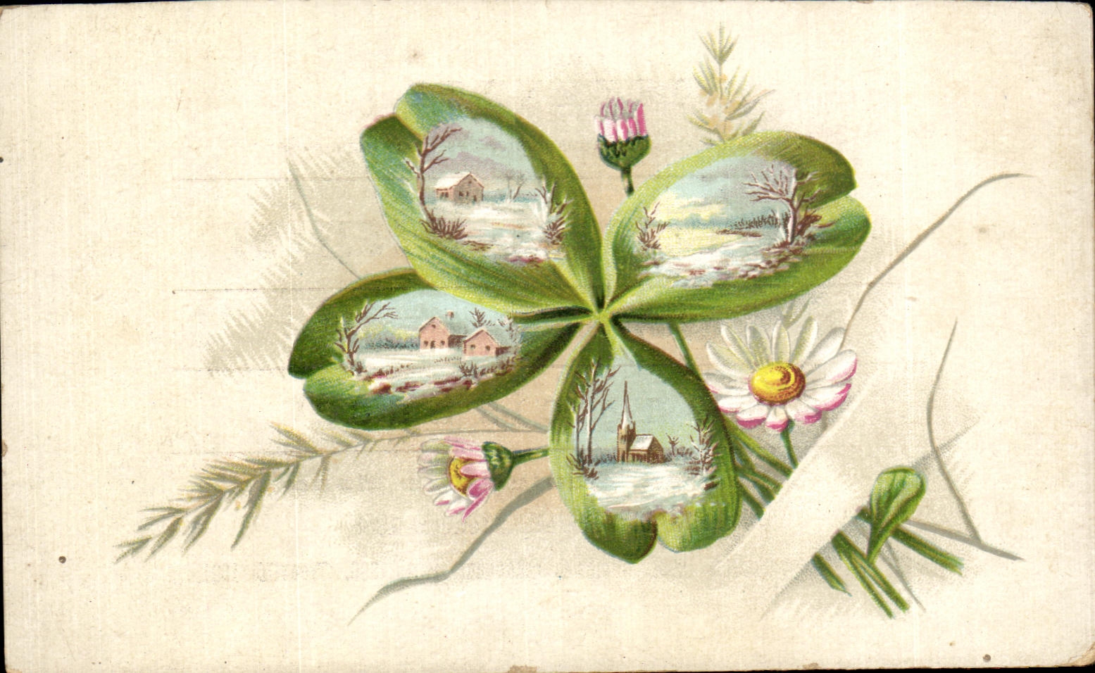 CPA Fantaisie Fleurs Roses oiseau Publicite Chocolat Besnier Langlois Rue du Mouton Le Mans Trafle Le Mans 
