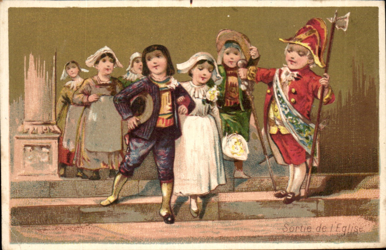Chromo Sortie de l'Eglise Enfants 