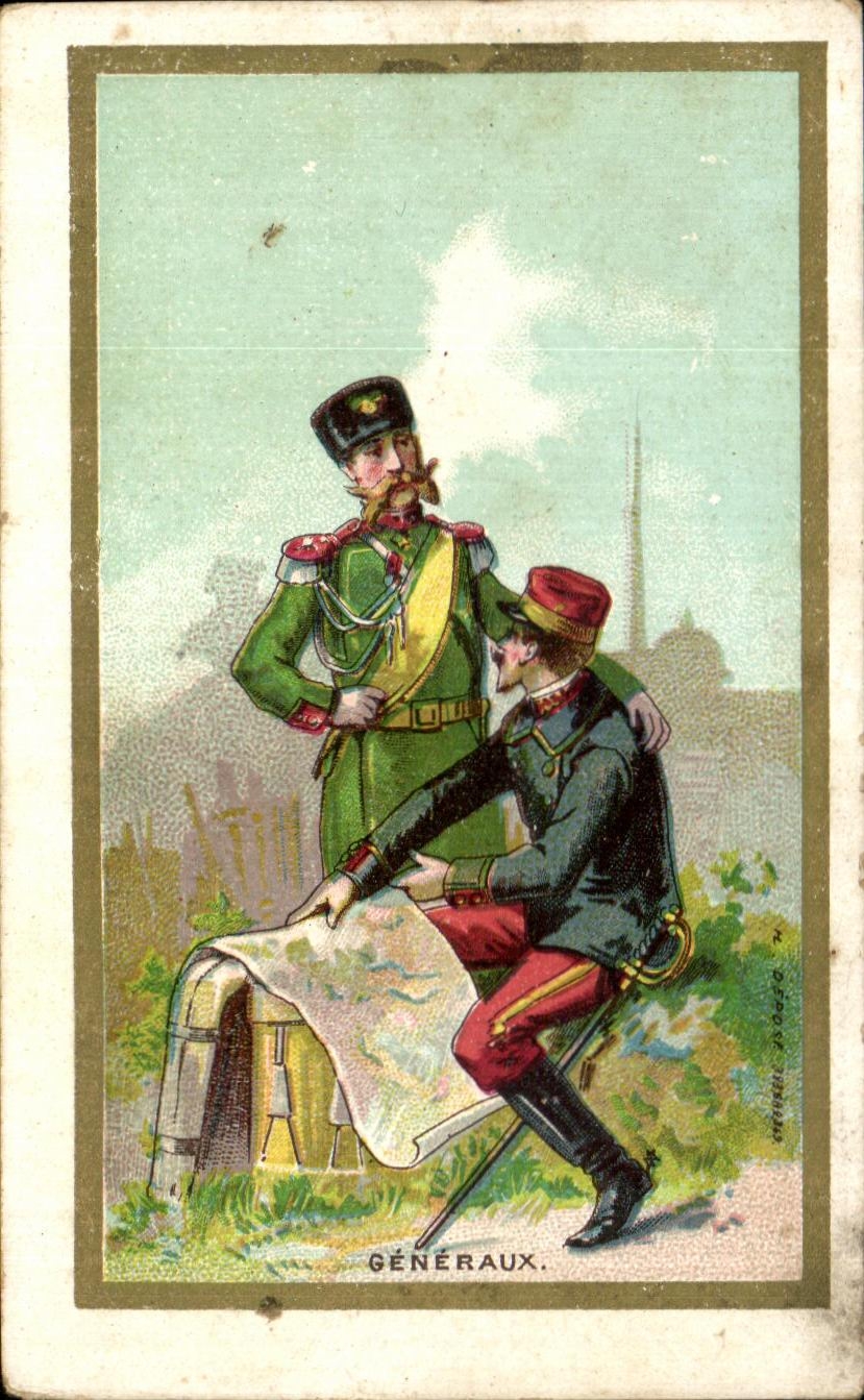Chromo Generaux Lacures chatelaine Militaria 