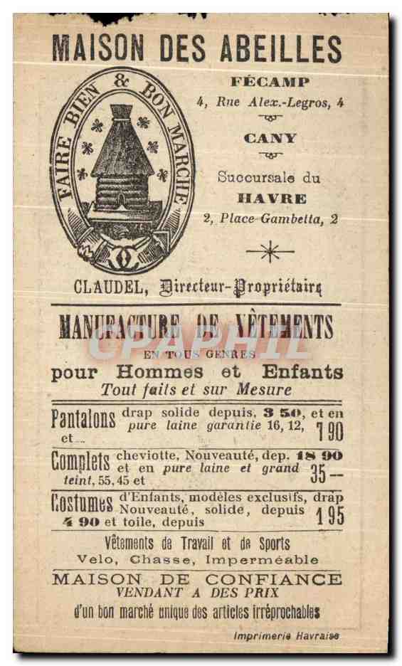Image De Trois Peuples Les Anglais Tous Actionnaires Les Francais Tous Fonctionnaires Abeille Fecamp Cany Havre Claudel — Rückseite