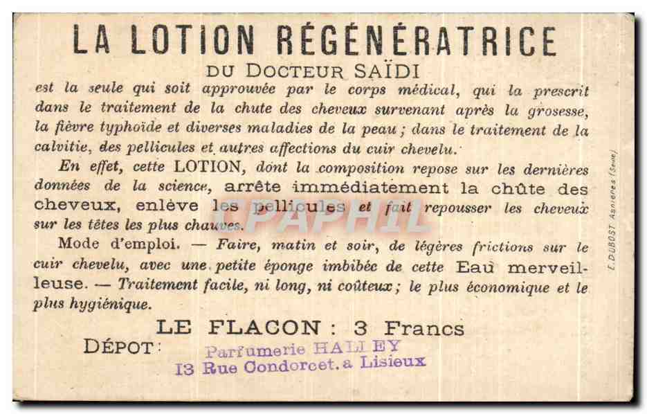 Chromo Lotion Regeneratrice Du Dr Saidi La Sculpture  — Rückseite