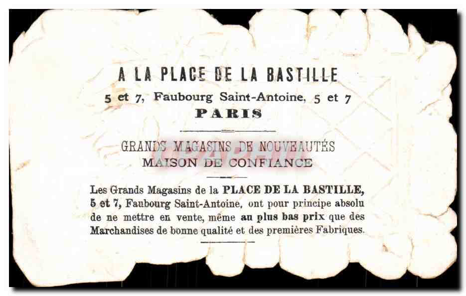 Chromo A La Place De la Bastille Faubourg St Antoine Paris oiseau Fleur Rouge Gorge  — Rückseite