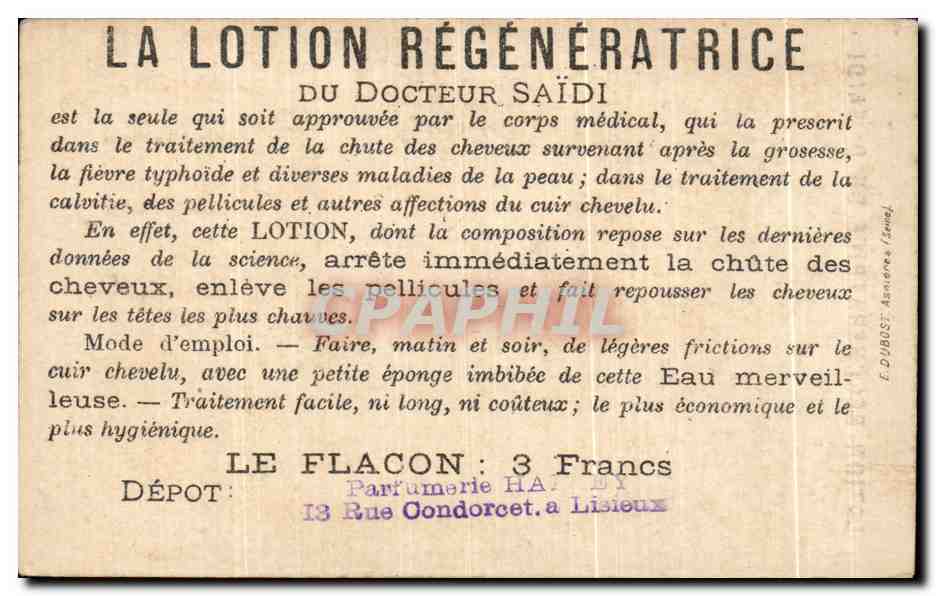 Chromo Lotion Regeneratrice Du Dr Saidi le dessin Enfant — Rückseite