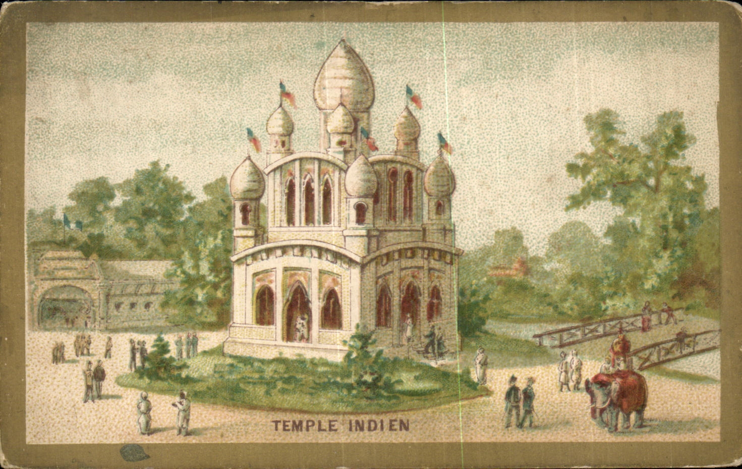 Chromo Temple Indien Elephant Le Bailly Rues pont Mortain et tour des Halles Lisieux 