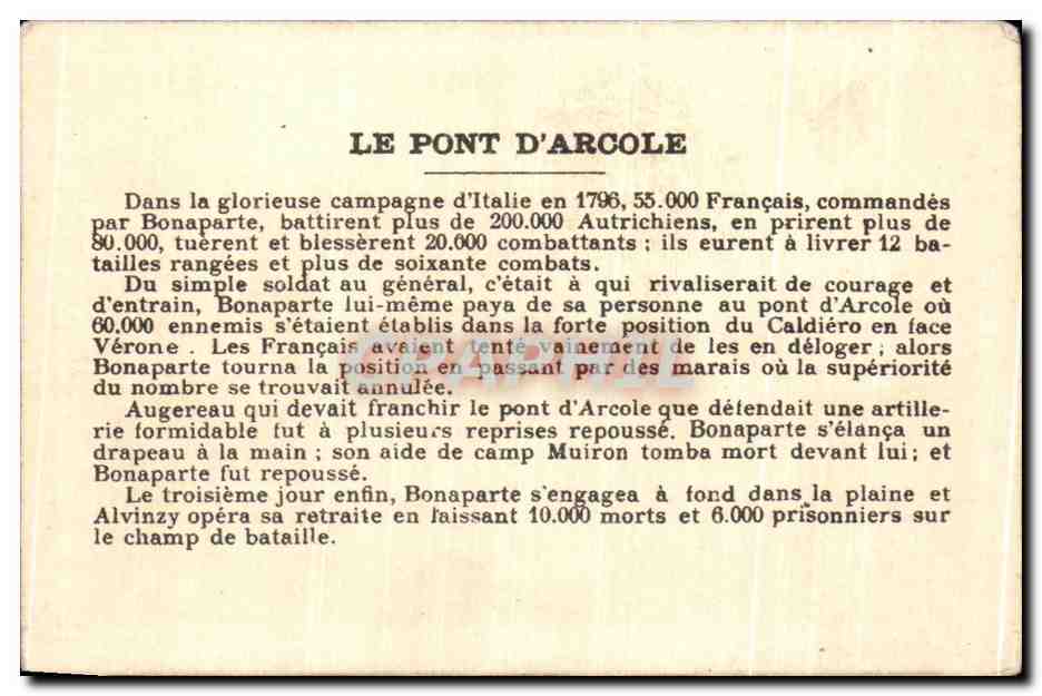 Chromo Le Pont D Arcole Napoleon Bonaparte — Rückseite