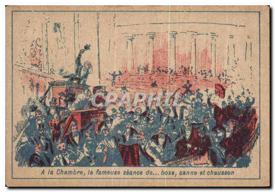Chromo A la Chambre La Fameuse Seance De Boxe Canne Et Chausson