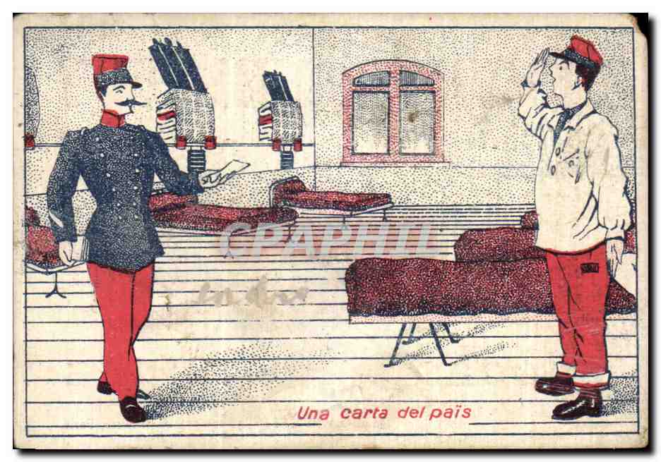 Chromo Una Carta Del Pais Biscuits Guillout Rue Rambuteau Paris Militaria 