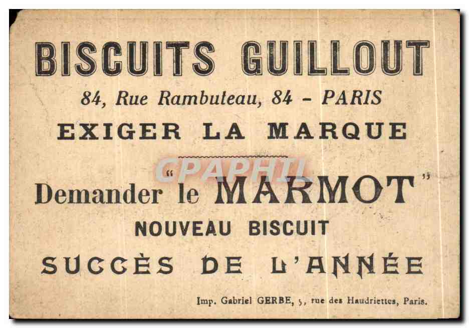 Chromo Una Carta Del Pais Biscuits Guillout Rue Rambuteau Paris Militaria  — Back