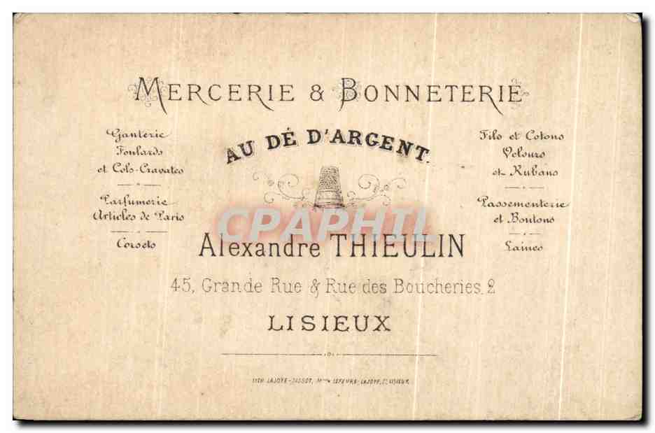 Chromo Mercerie Bonneterie Au De D Argent Alexandre Thieulin Lisieux Le dssin Enfant — Verso