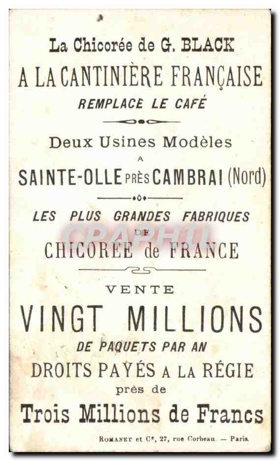 Chromo Chicoree G Black Sainte Odile Cambrai oiseaux  — Verso