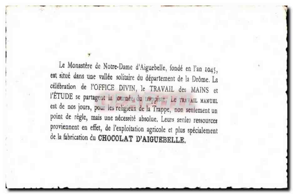Chromo Fleurs Chocolat d'Aiguebelle Trappe — Back