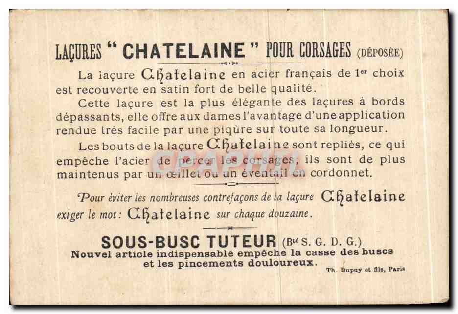 Chromo Lacures Chatelaine Pour Corsages Busc Tuteur Enfants Chat Marionnette — Rückseite