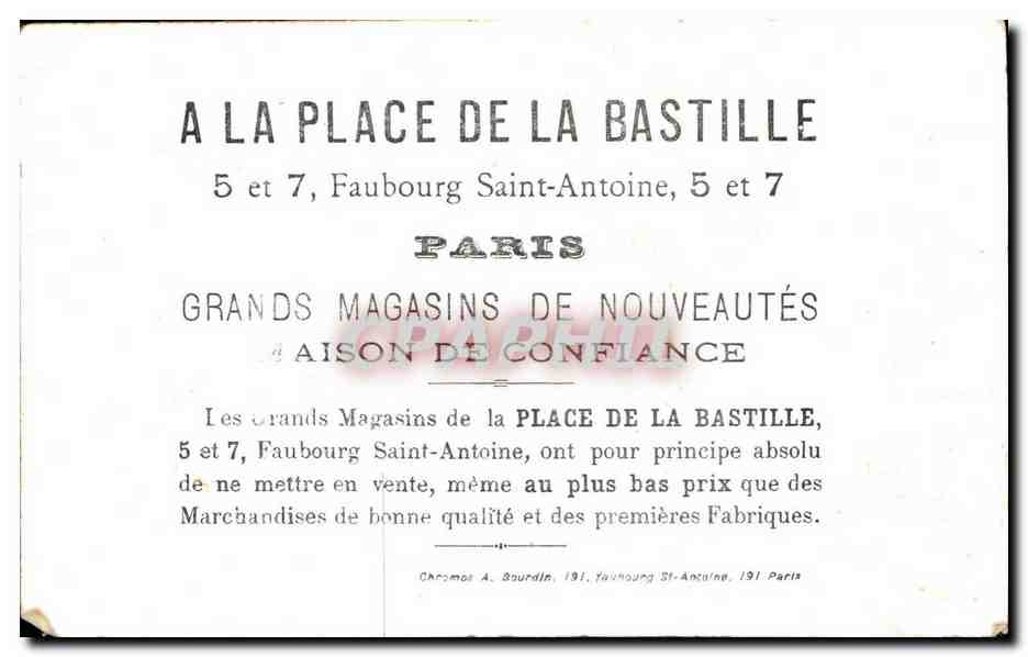 Chromo A La Place De La Bastille Faubourg St Antoine Oiseaux — Rückseite