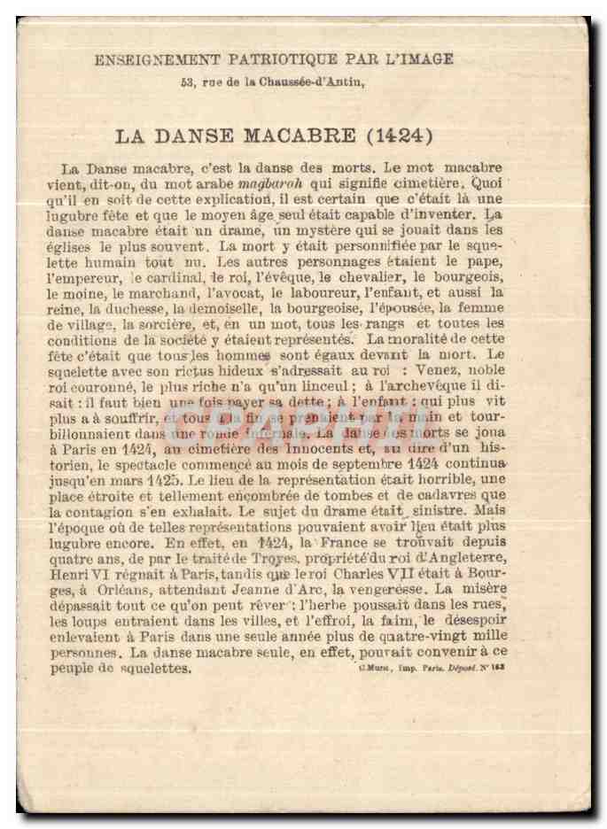 Image La Danse Macabre  — Verso
