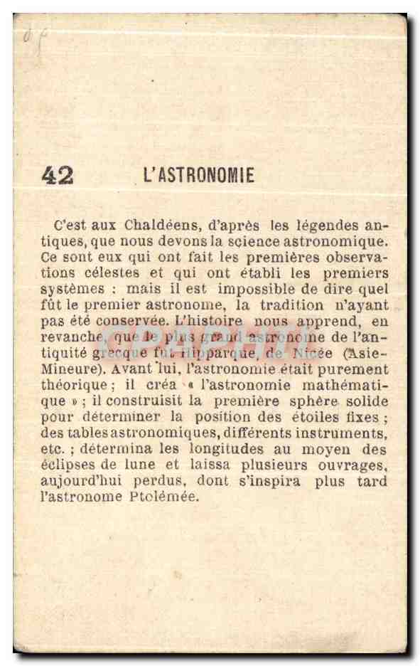 Chromo L'Astronomie  — Rückseite