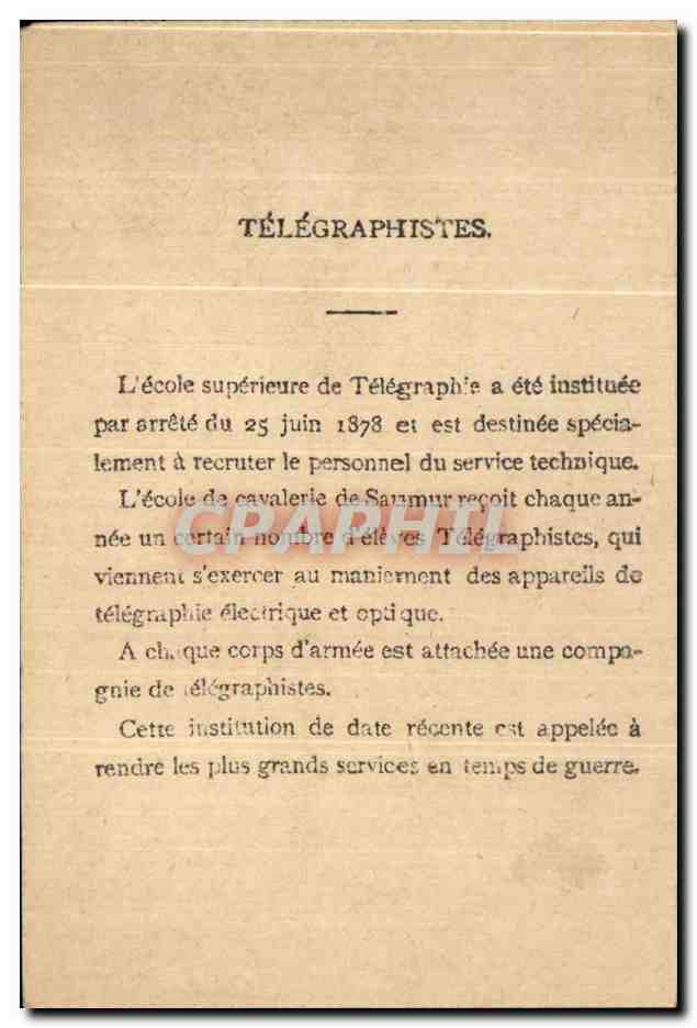 Chromo Telegraphe Militaria  — Rückseite