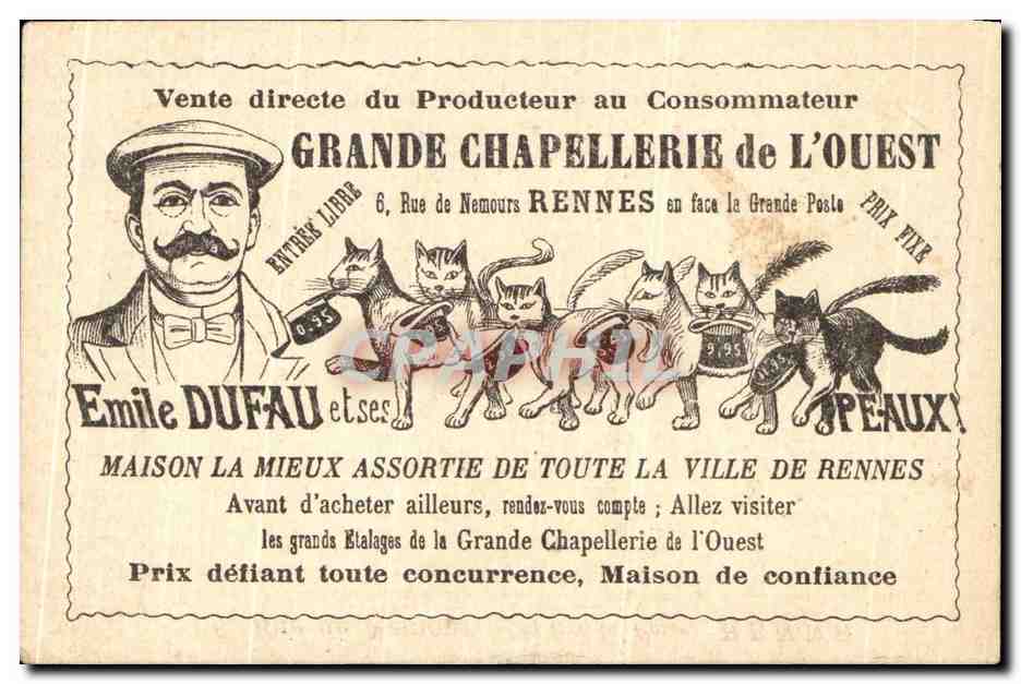 Image Grande Chapellerie de l'Ouest Emile Dufaut Chapeaux Chats Un duo Cherchez le tenor — Back