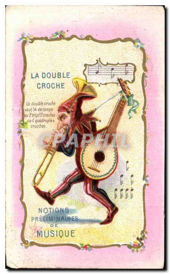Chromo La Double Croche Notions Preliminaires De Musique Trombone Banjo Guitare Bouffon 