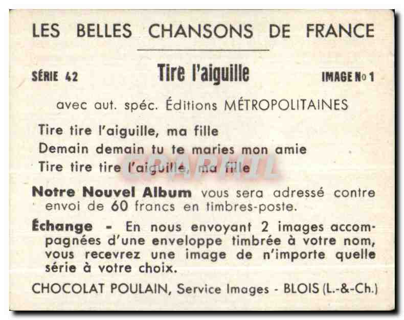 Image Chocolat Poulain Tire l'aiguille — Verso