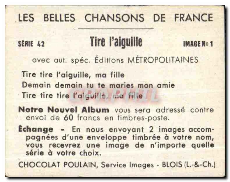 Image Chocolat Poulain Tire l'aiguille — Verso