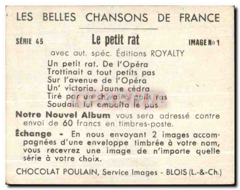 Image Chocolat Poulain Le petit rat — Rückseite