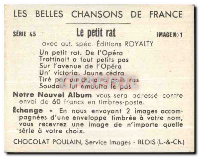 Image Chocolat Poulain Le petit rat — Verso