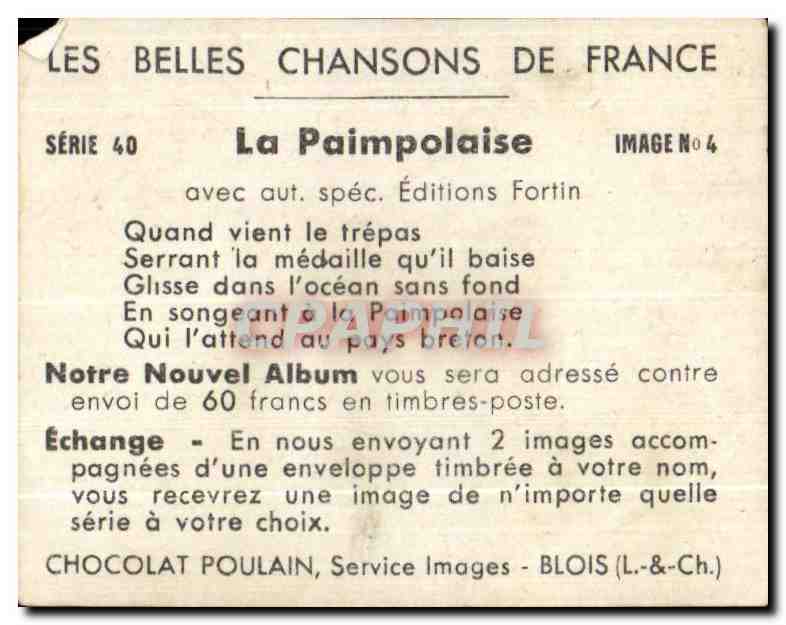 Image Chocolat Poulain La Paimpolaise — Verso