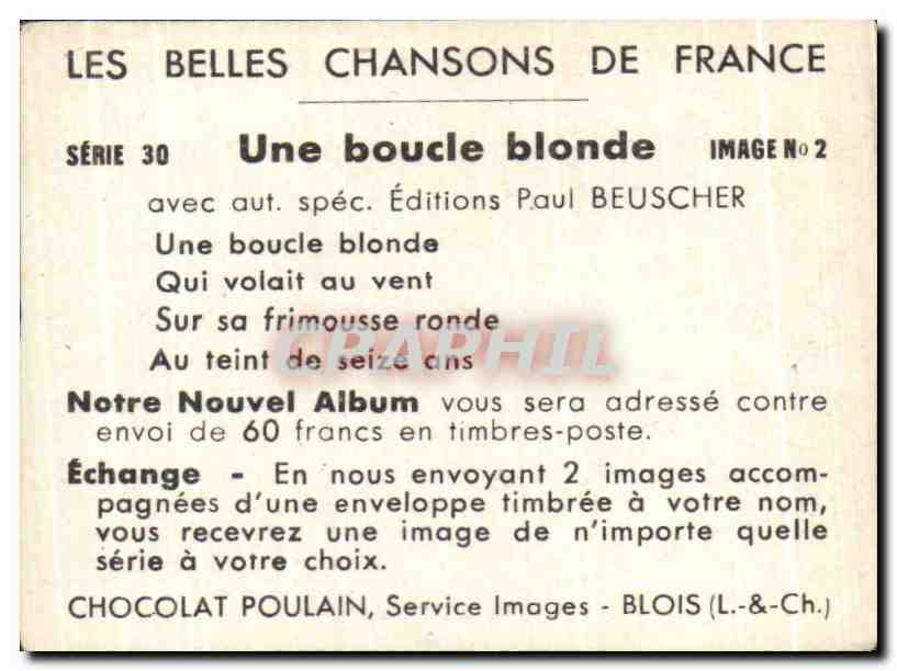Image Chocolat Poulain Une boucle blonde — Rückseite