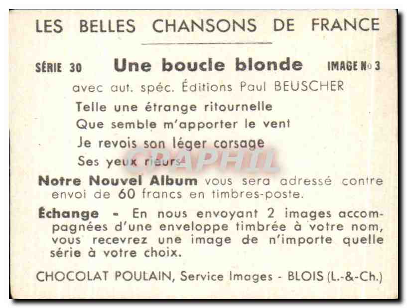 Image Chocolat Poulain Une boucle blonde — Rückseite
