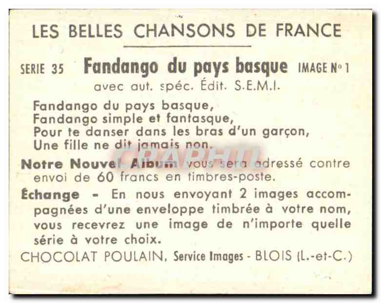 Image Chocolat Poulain Fandango du pays basque — Back