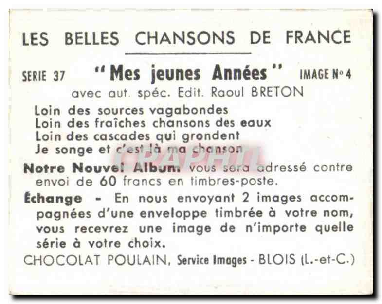 Image Chocolat Poulain Mes jeunes annees Chien  — Verso