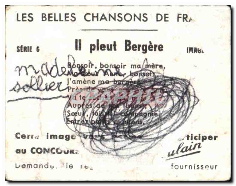 Image Chocolat Poulain Il pleut Bergere — Verso