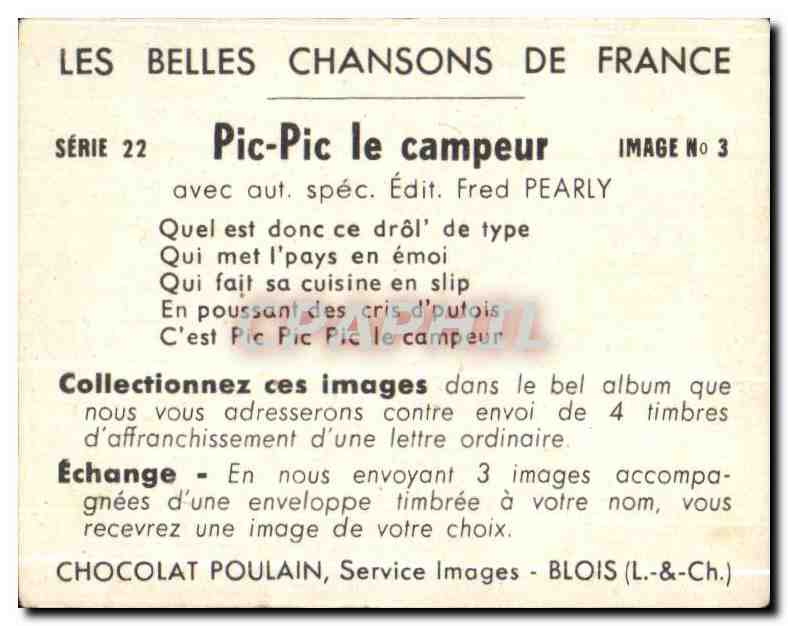 Image Chocolat PoulainPic Pic le campeur  — Back