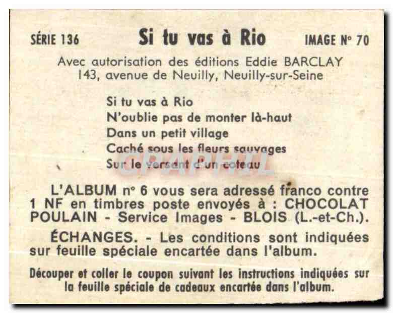 Image Chocolat Poulain Si tu vas a Rio  — Verso