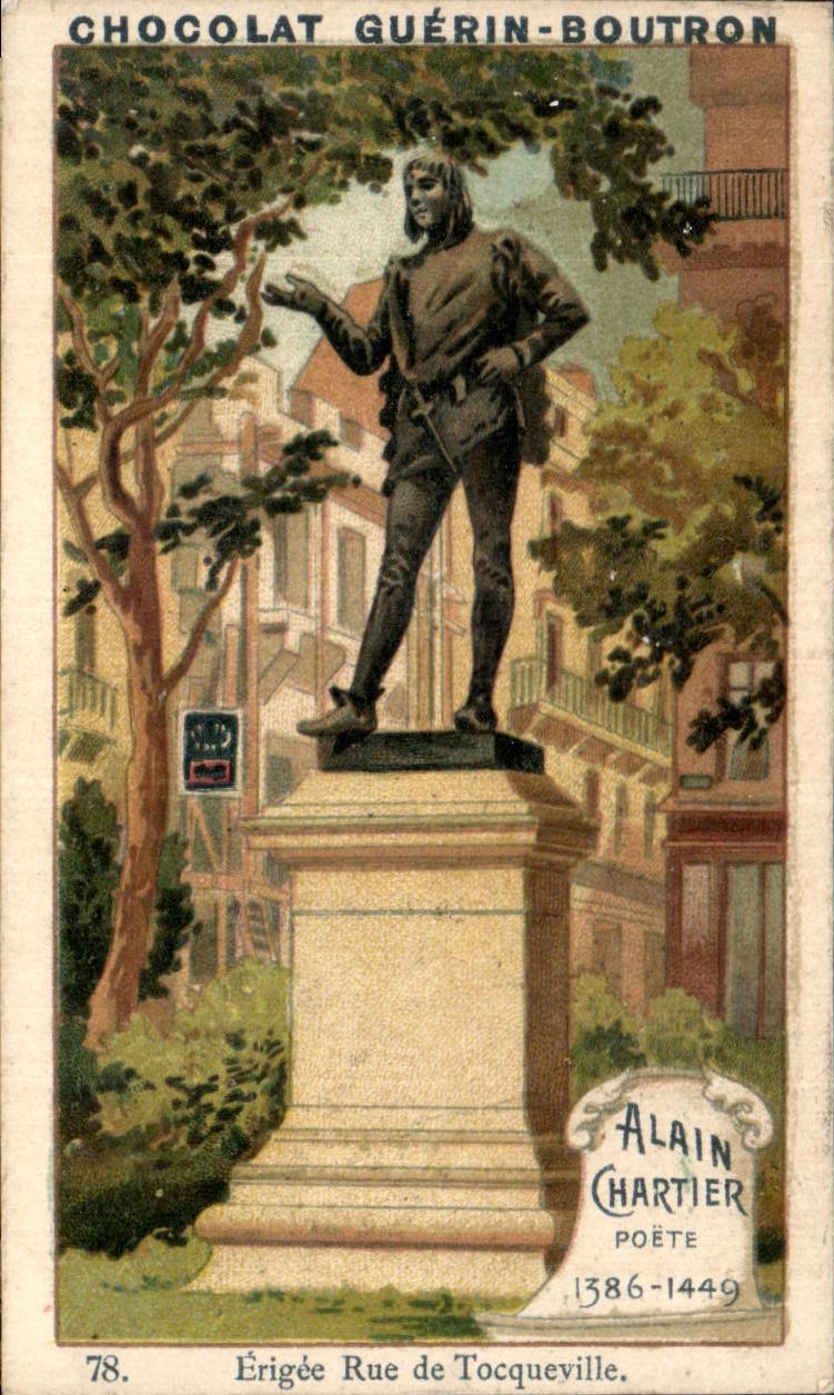 Chromo Alain Chartier Poete Erigee Rue de Tocqueville Chocolat Guerin Boutron Rue du Maroc Paris