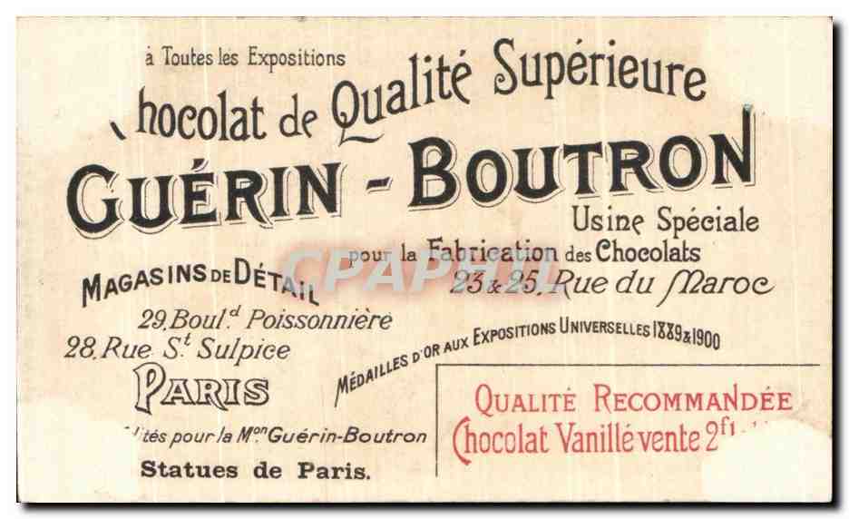 Image Sedaine Poete Dramatique Erigee Square d'Anvers Chocolat Guerin Boutron Rue du Maroc Paris — Rückseite