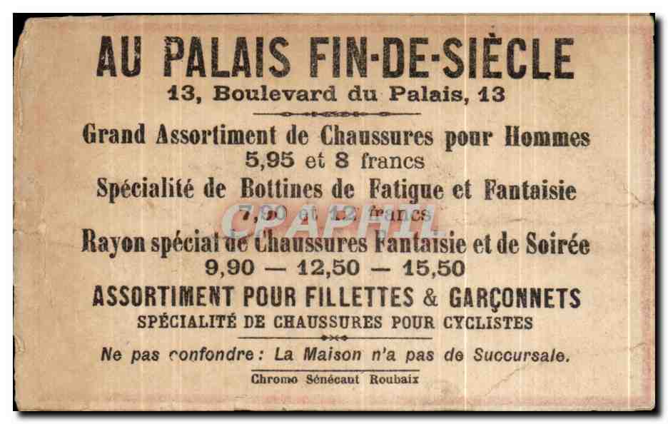 Image Patineur Au Palais Fin de siecle Boulevard du Palais  — Verso