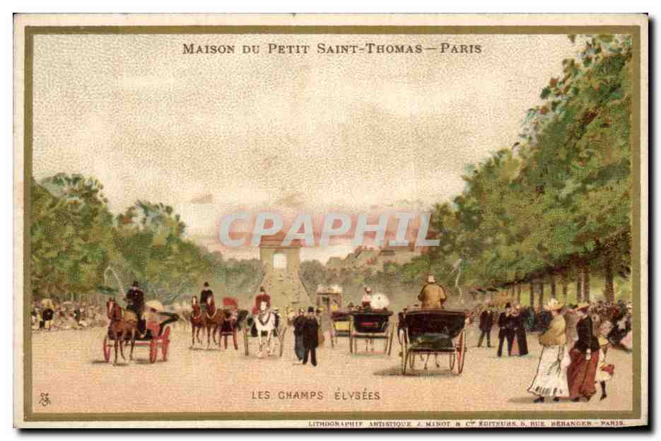 Chromo Maison Du Petit Saint Thomas Paris Champs Elysees Arc de TRiomphe 